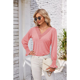 Women V-Neck Long Sleeves Top
