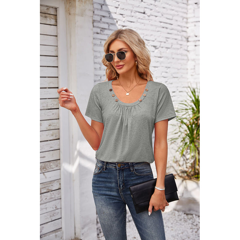 Scoop Neck Short Sleeves Top