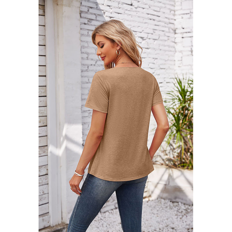 Round Neck Short Sleeves Casual Top