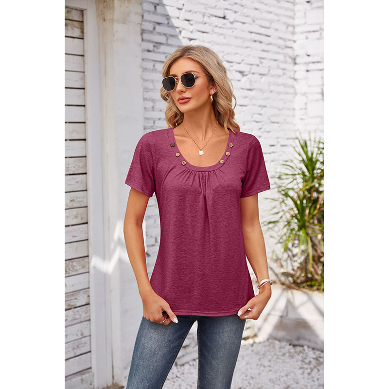 Scoop Neck Short Sleeves Regular Top