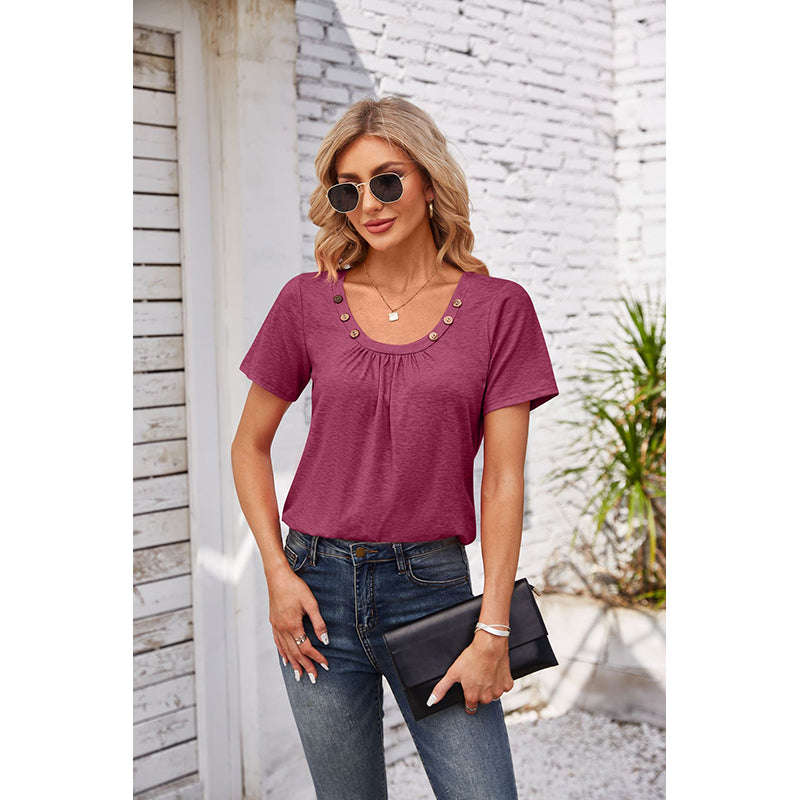 Scoop Neck Short Sleeves Regular Top