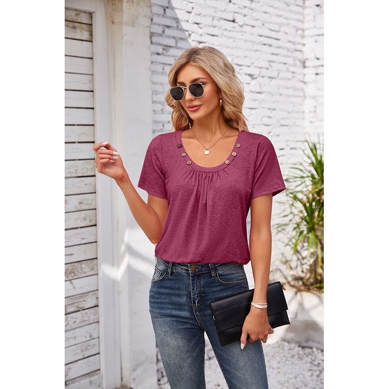 Scoop Neck Short Sleeves Regular Top