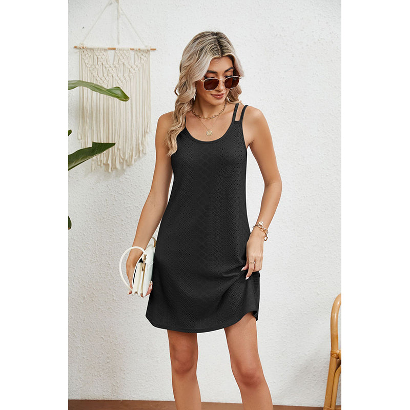 Black Geometric A-Line Dress