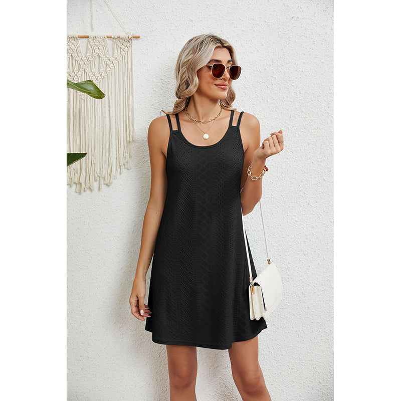 Black Geometric A-Line Dress