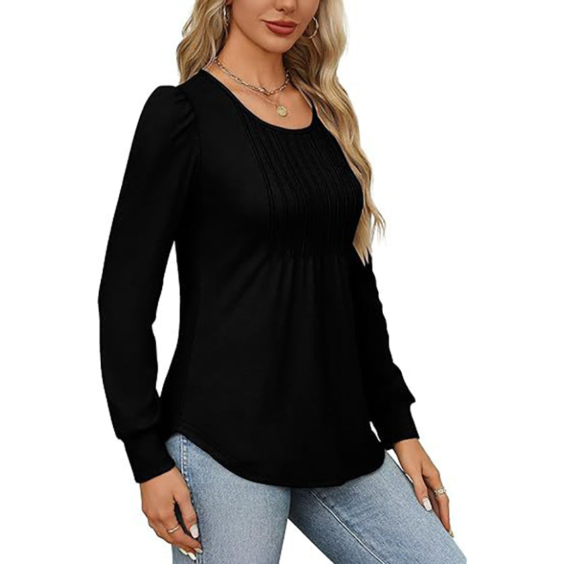 Women Round Neck Long Sleeves Top