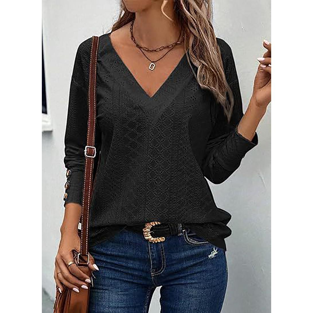 Women Self Design V-Neck Top