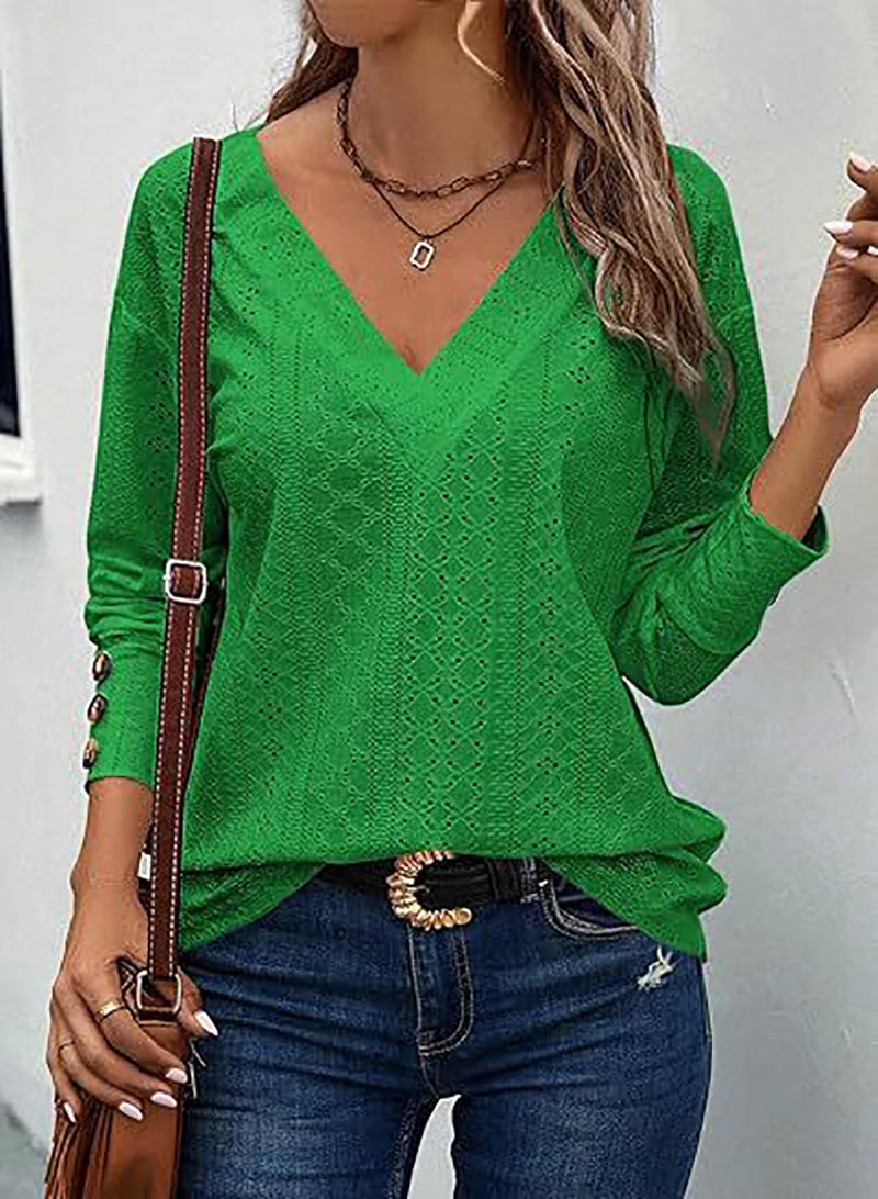 Women Self Design V-Neck Top