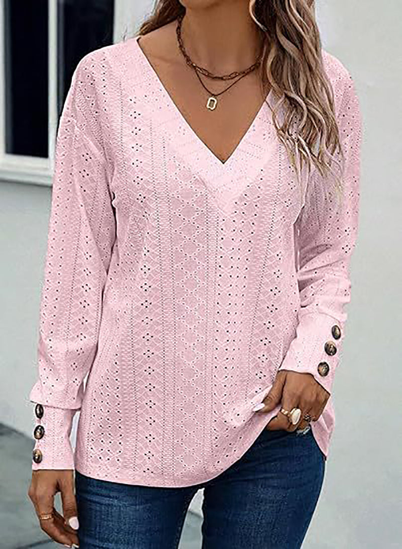 Women Self Design V-Neck Top