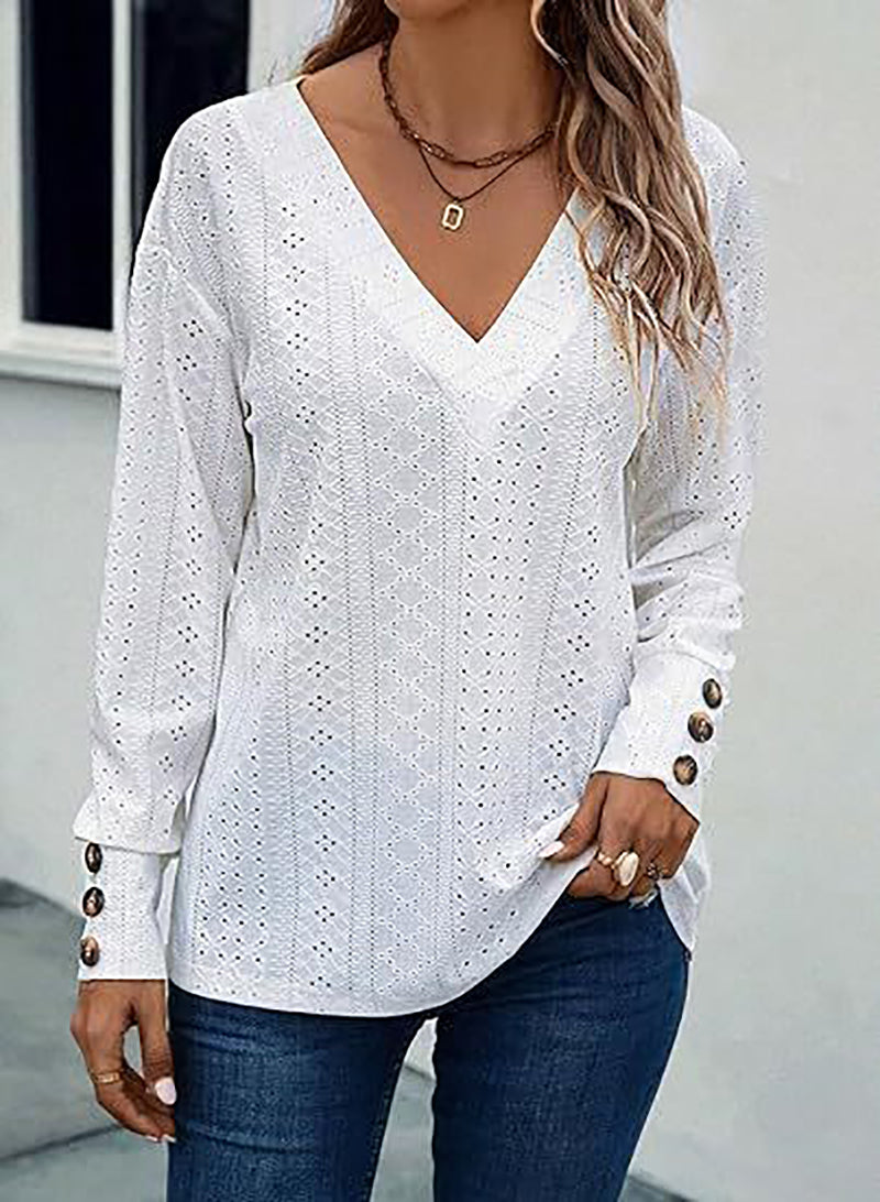 Women Self Design V-Neck Top