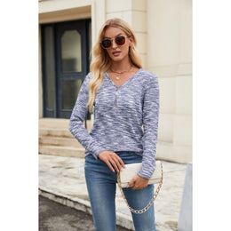 Women Self Design V-neck Long Sleeves Top
