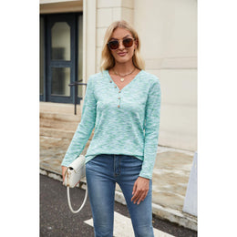 Women Printed V-Neck Long Sleeves Top