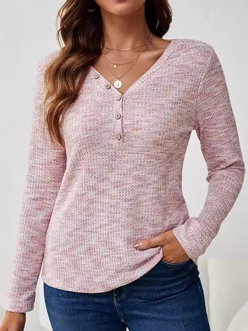 Women Solid V-Neck Top