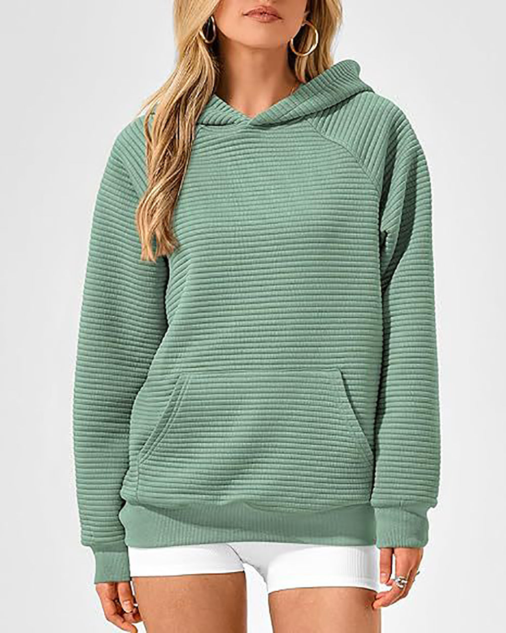 Women Striped Hooded Sweatshirt
