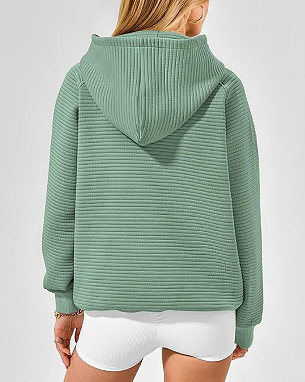 Women Striped Hooded Sweatshirt