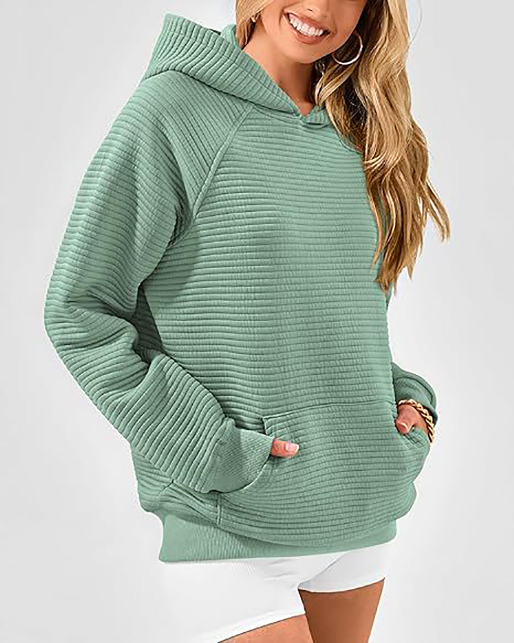 Women Striped Hooded Sweatshirt