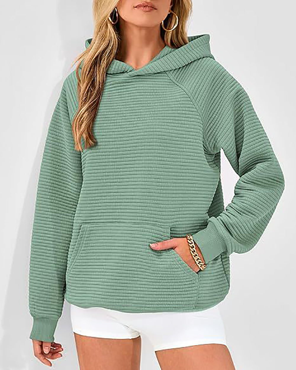 Women Striped Hooded Sweatshirt