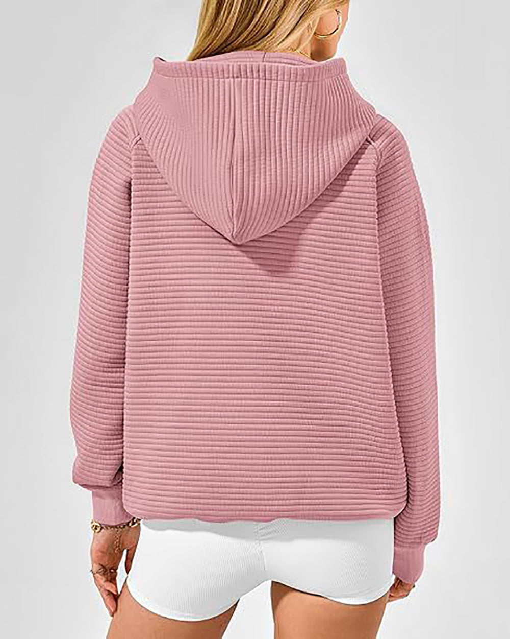 Women Striped Hooded Sweatshirt