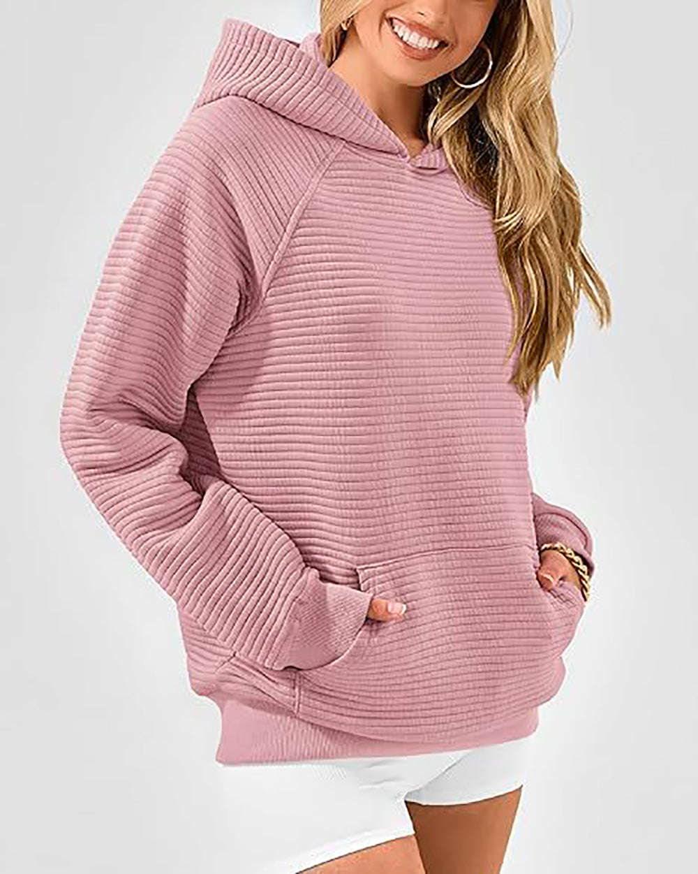 Women Striped Hooded Sweatshirt