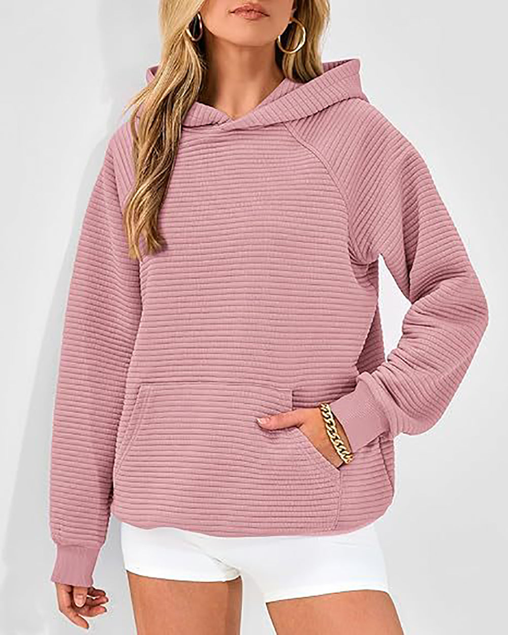 Women Striped Hooded Sweatshirt