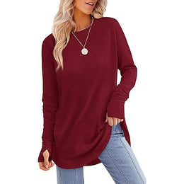 Women Solid Round Neck Top
