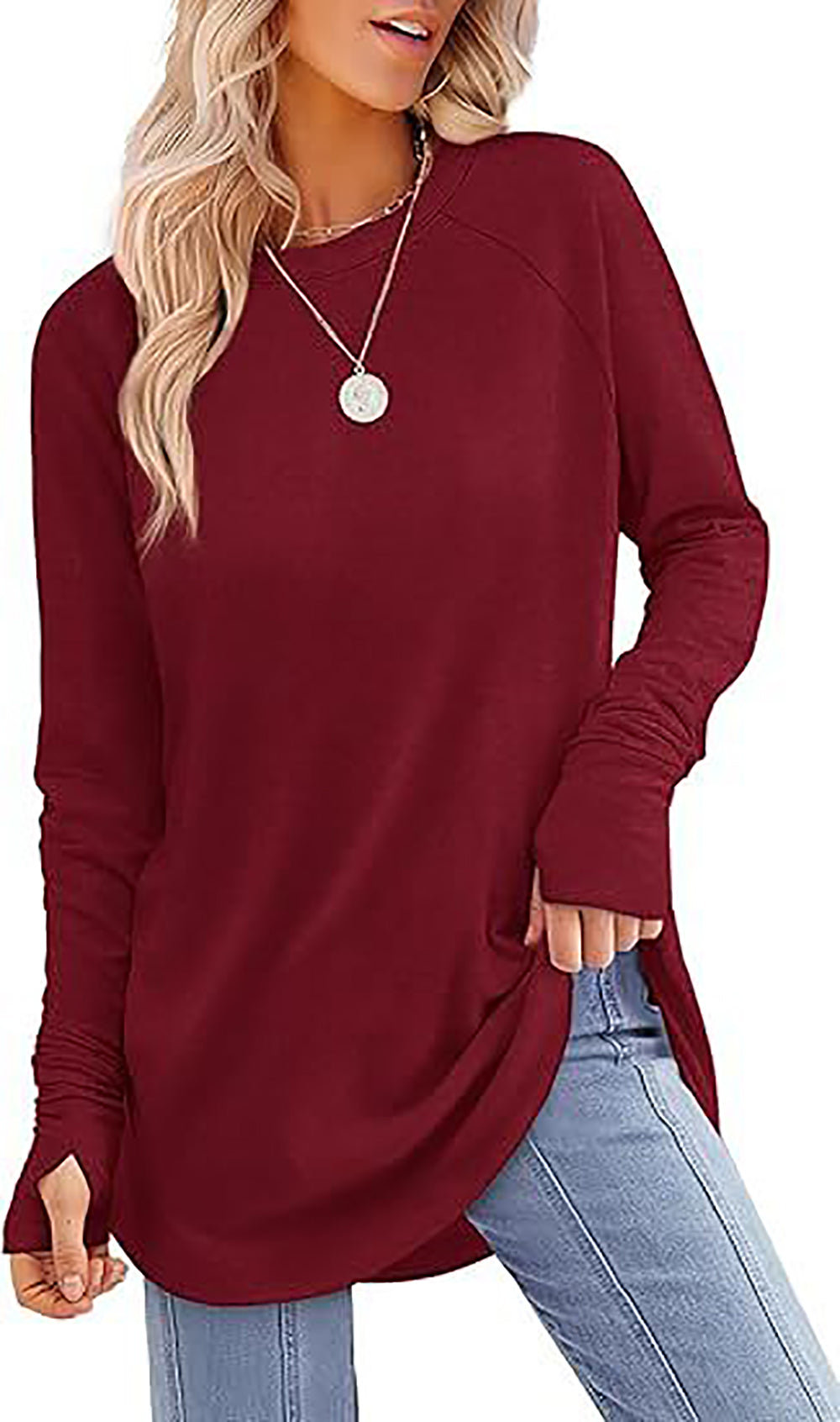 Women Solid Round Neck Top