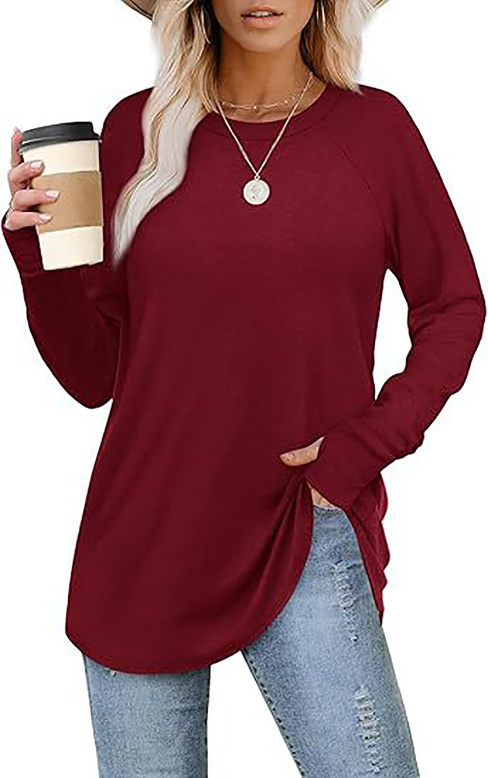 Women Solid Round Neck Top