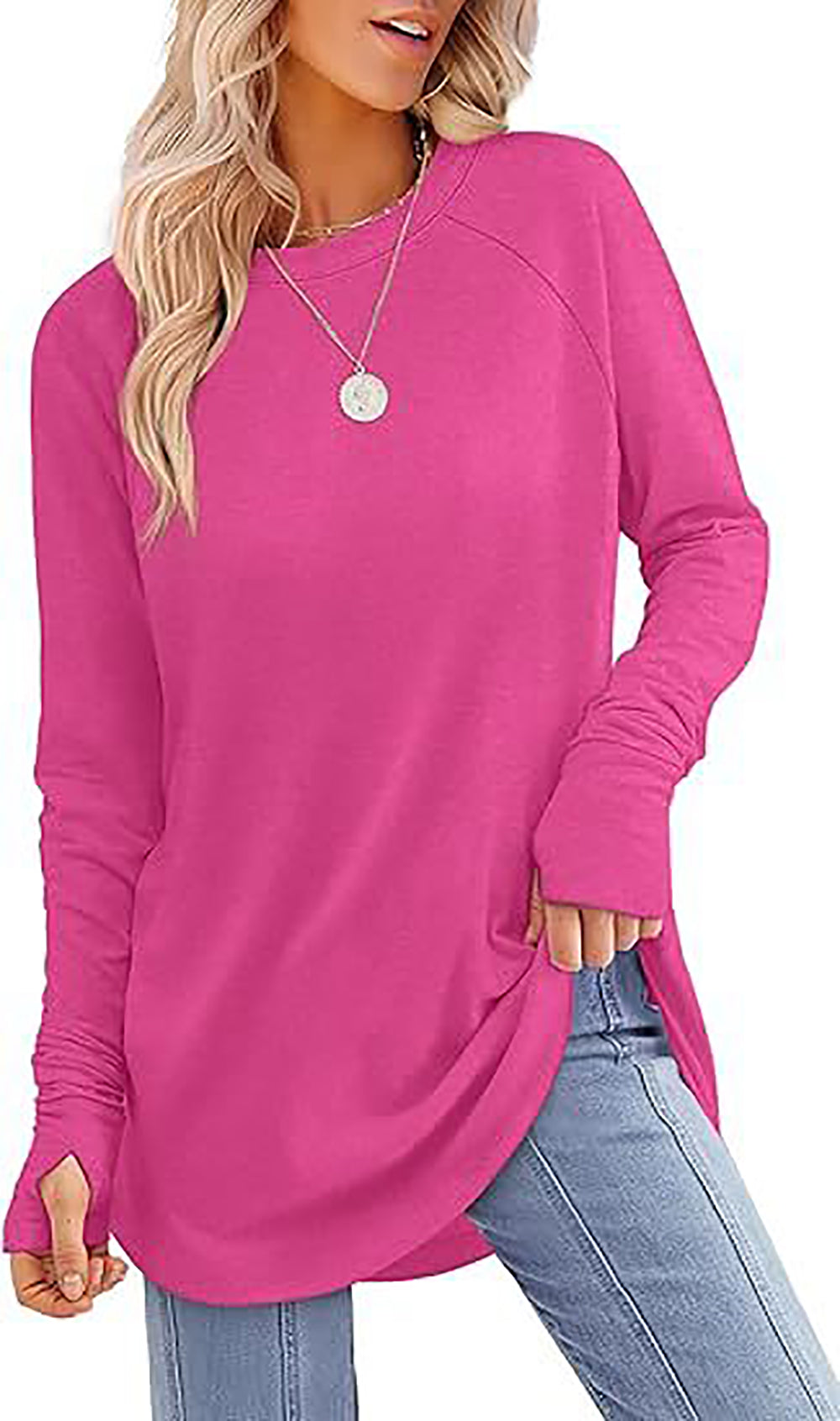 Women Solid Round Neck Top
