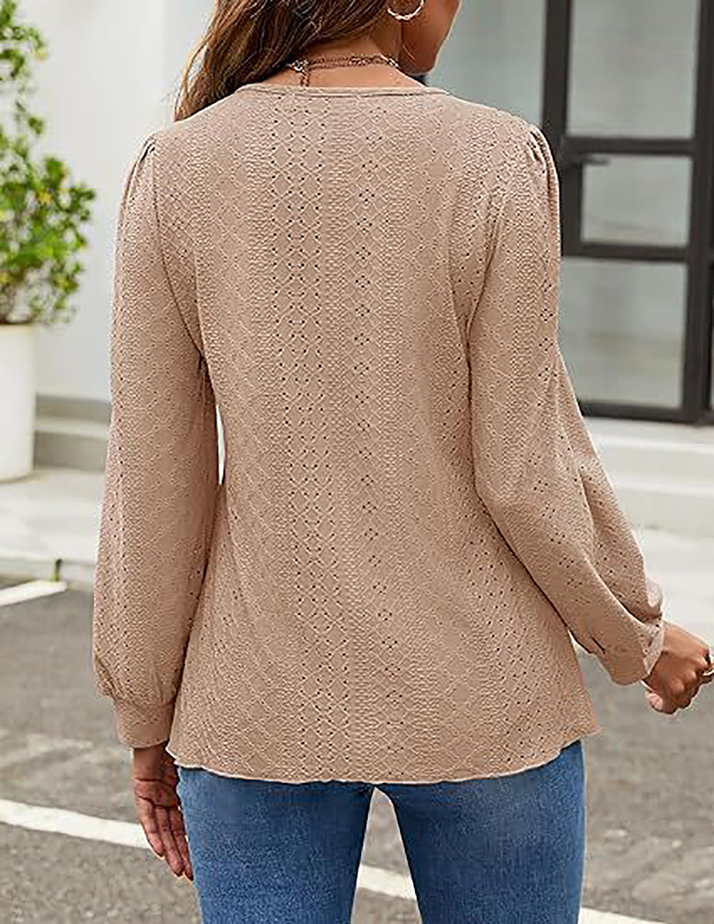 Women Self Design Cuffed Sleeves Top