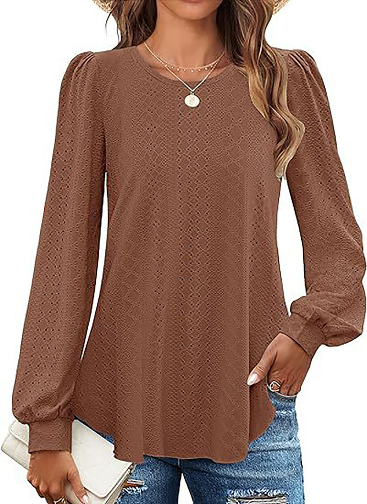 Women Self Design Round Neck Cuffed Sleeves Top