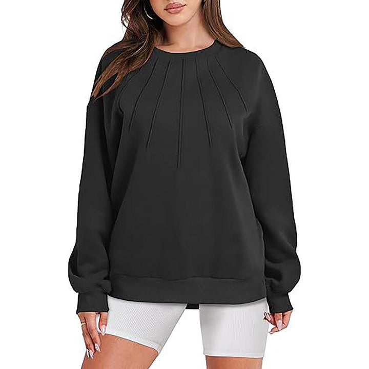 Women Round Neck Solid Sweatshirt