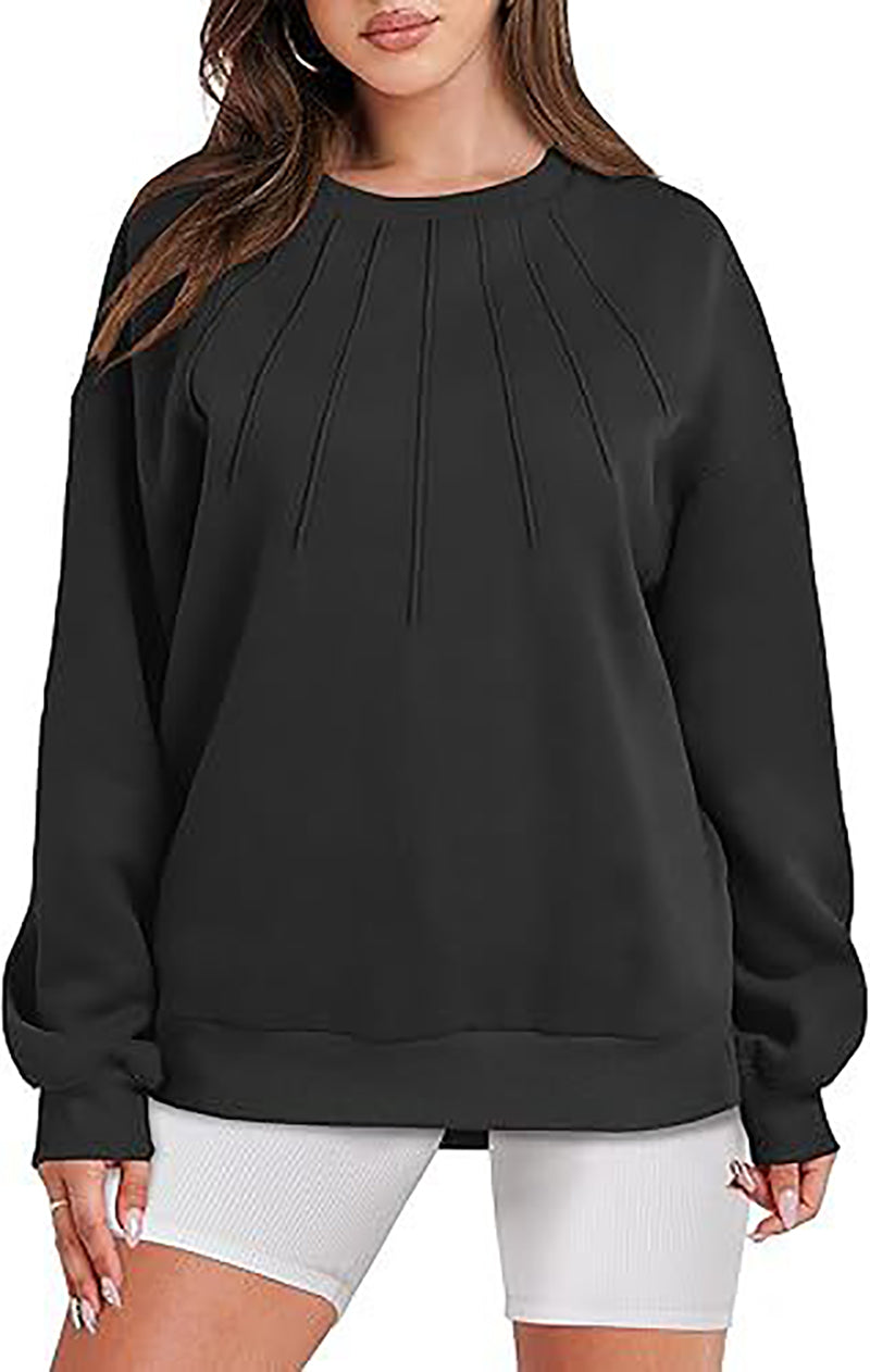 Women Round Neck Solid Sweatshirt