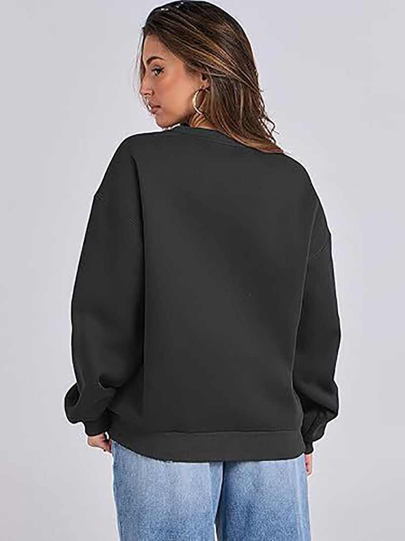 Women Round Neck Solid Sweatshirt