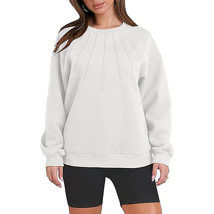 Women Round Neck Solid Sweatshirt