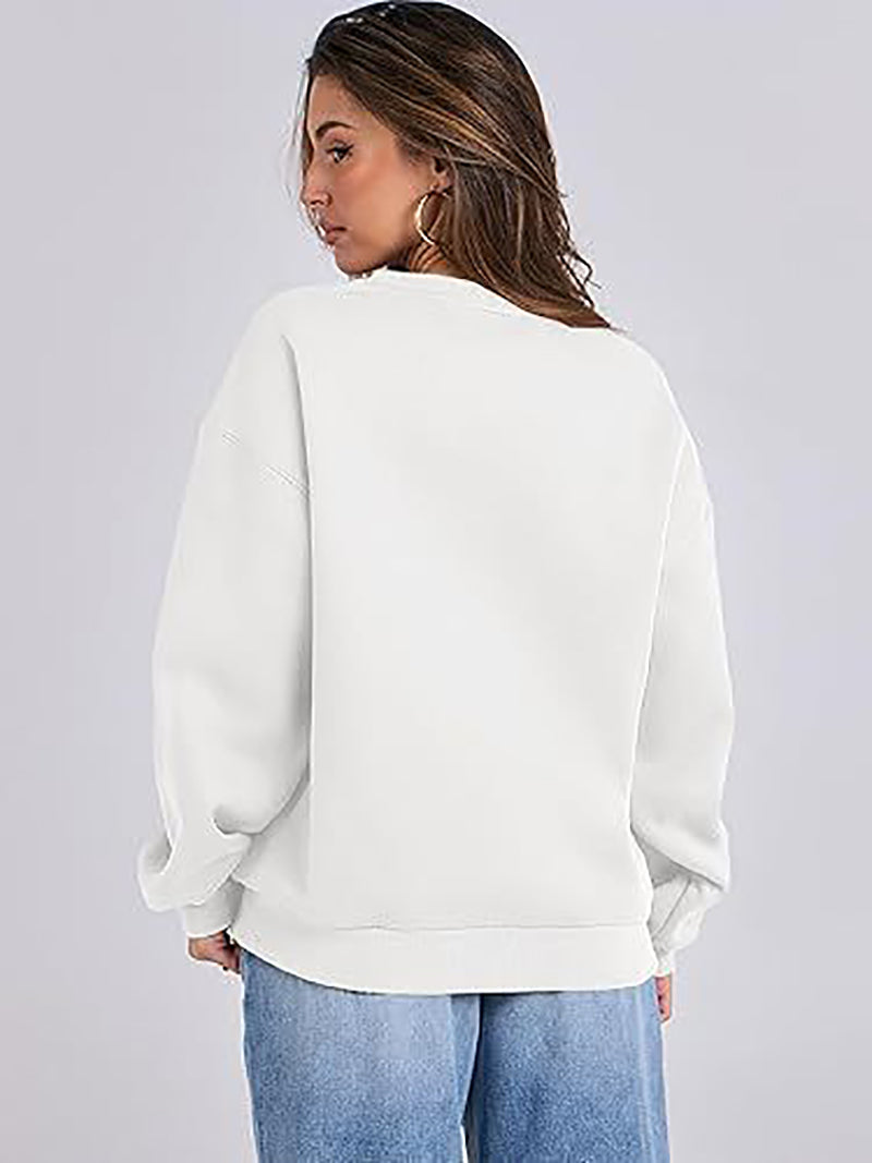 Women Round Neck Solid Sweatshirt