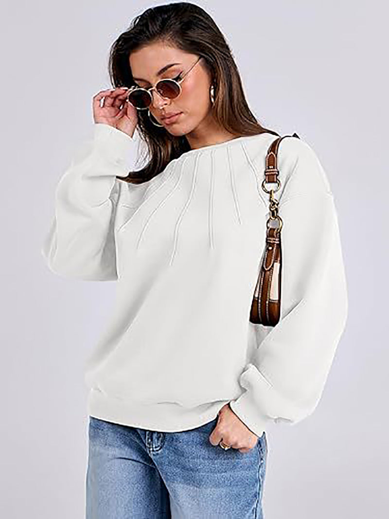 Women Round Neck Solid Sweatshirt