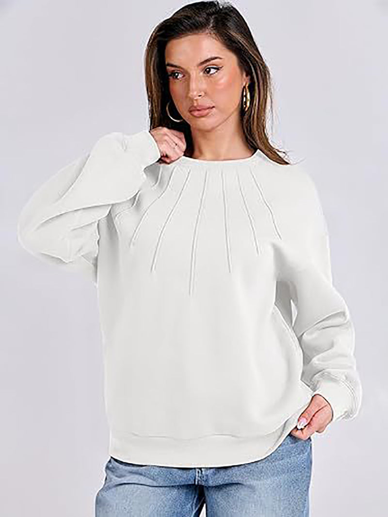 Women Round Neck Solid Sweatshirt