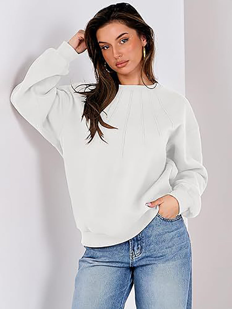Women Round Neck Solid Sweatshirt