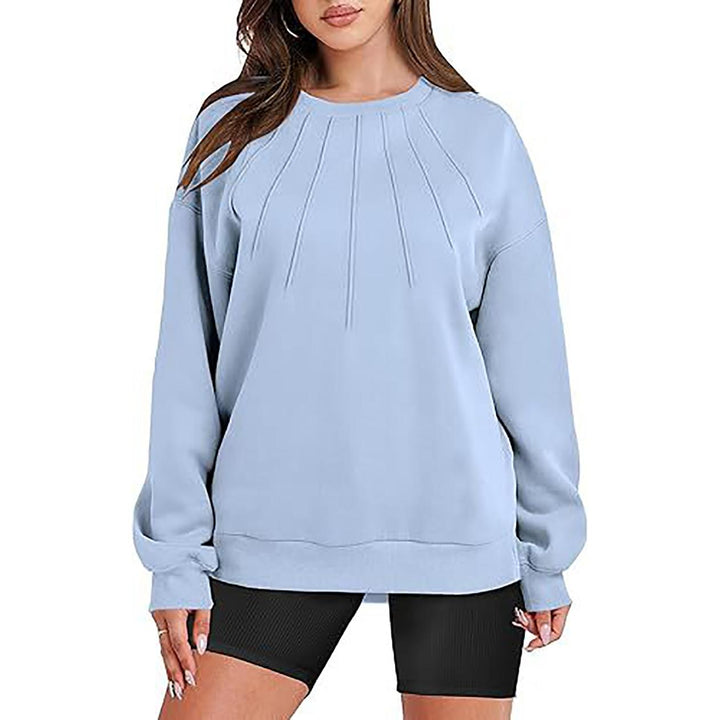 Women Round Neck Solid Sweatshirt