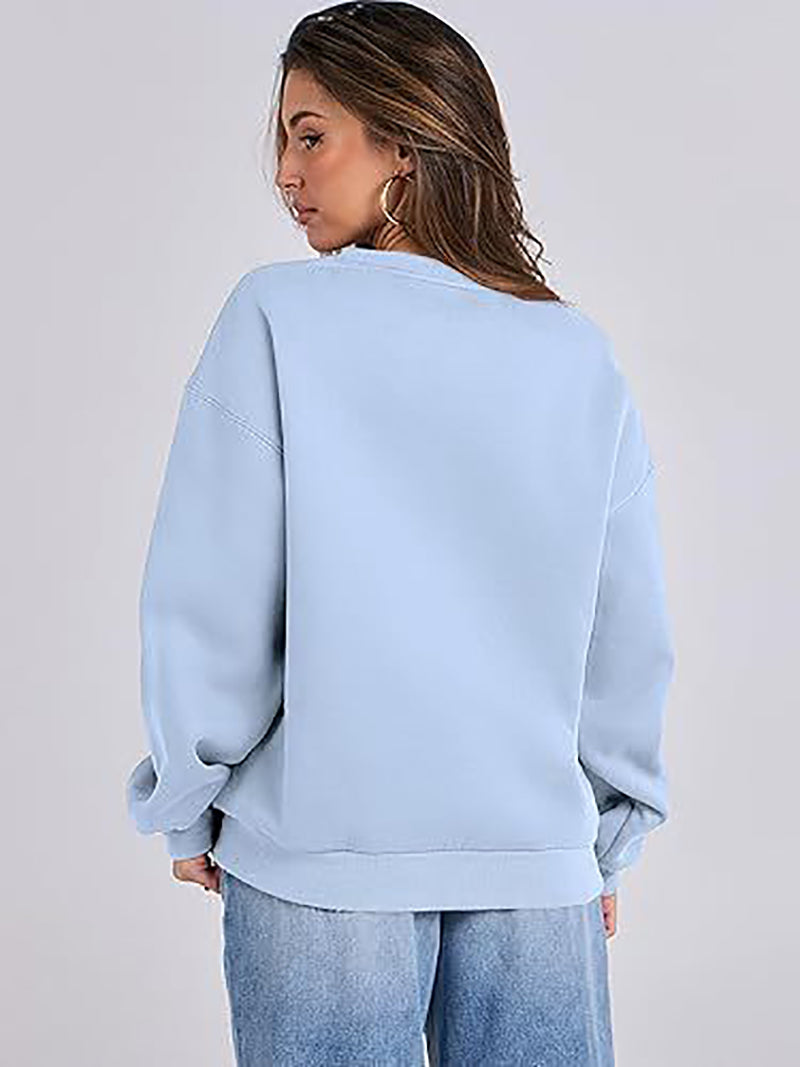 Women Round Neck Solid Sweatshirt