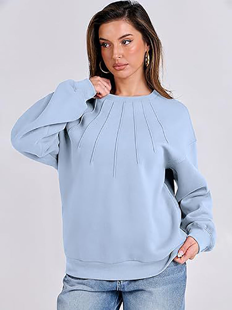 Women Round Neck Solid Sweatshirt