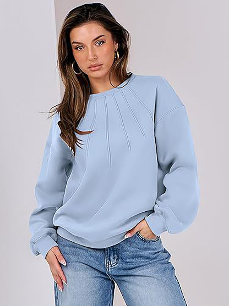 Women Round Neck Solid Sweatshirt