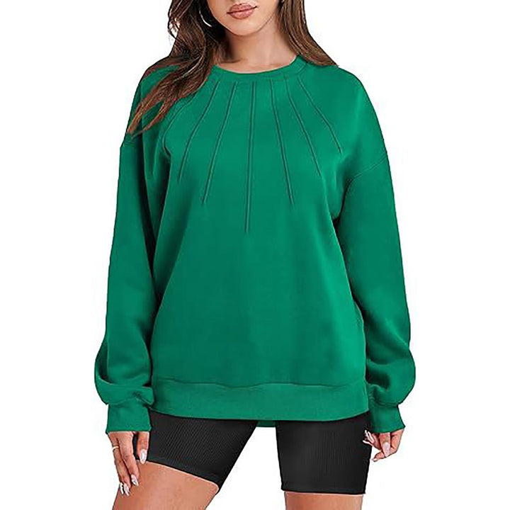 Women Round Neck Solid Sweatshirt