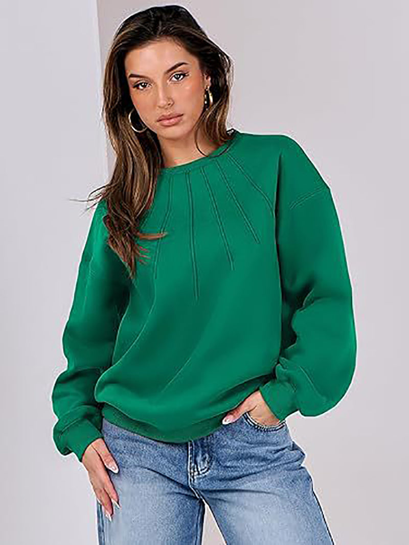 Women Round Neck Solid Sweatshirt