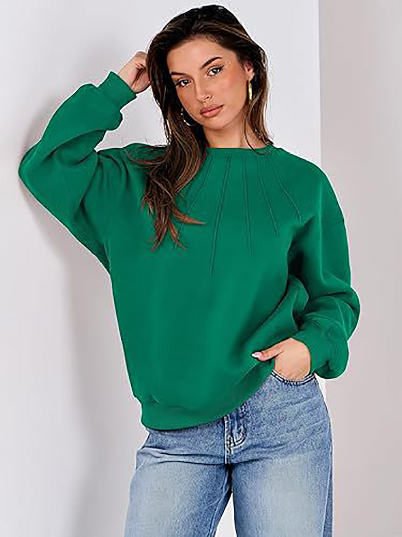 Women Round Neck Solid Sweatshirt
