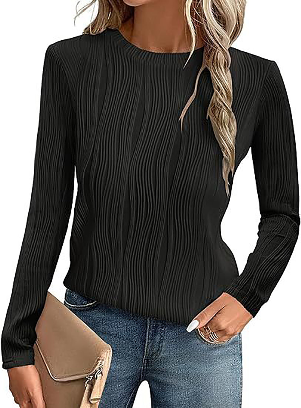Women Solid Round Neck Top