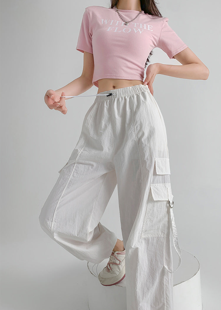 Women Solid Straight Fit Mid-Rise Casual Parachute Trouser