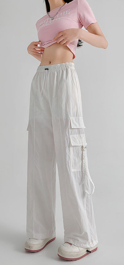 Women Solid Straight Fit Mid-Rise Casual Parachute Trouser