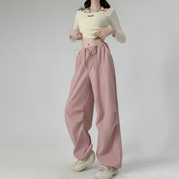 Women Solid Parachute Trousers