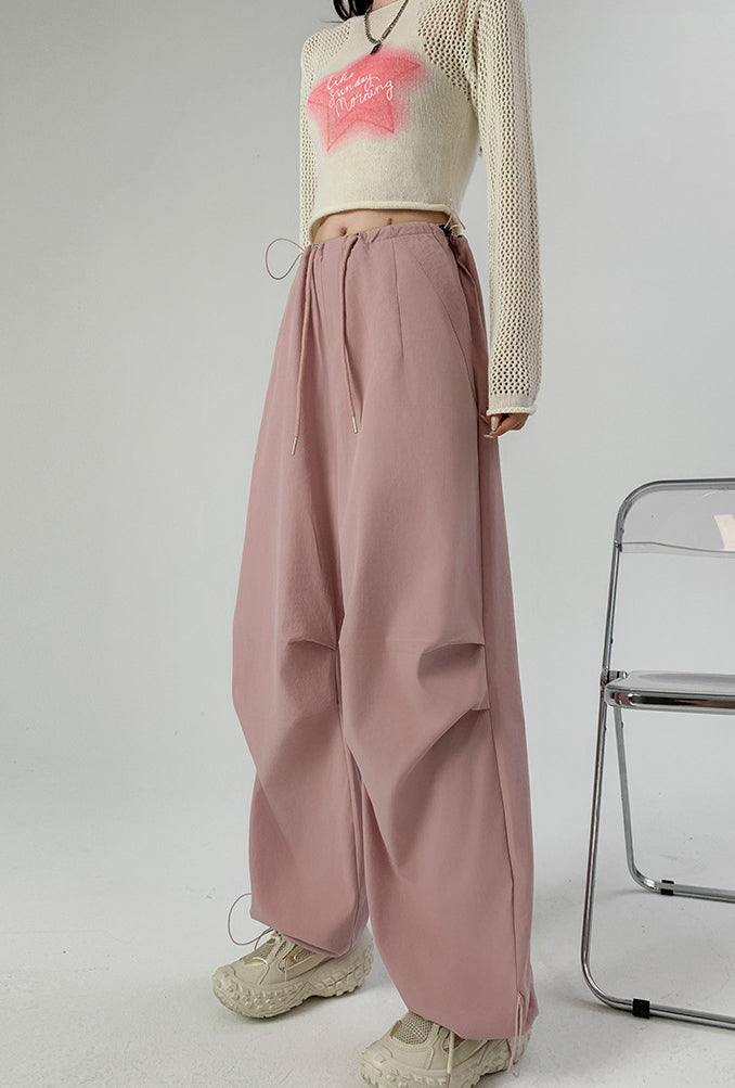 Women Solid Parachute Trousers
