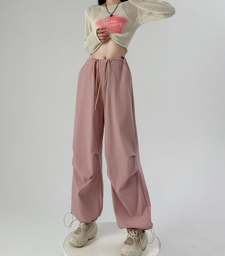 Women Solid Parachute Trousers